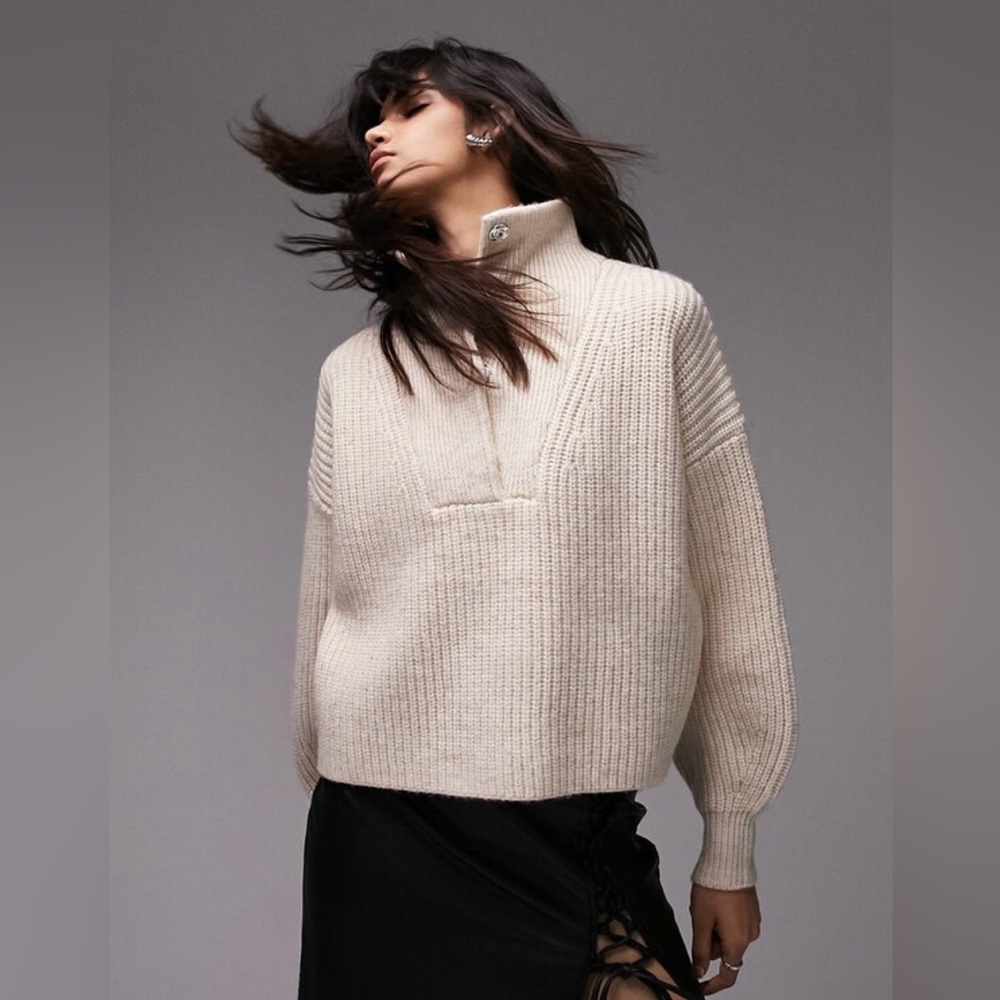 Topshop Stand Collar Sweater